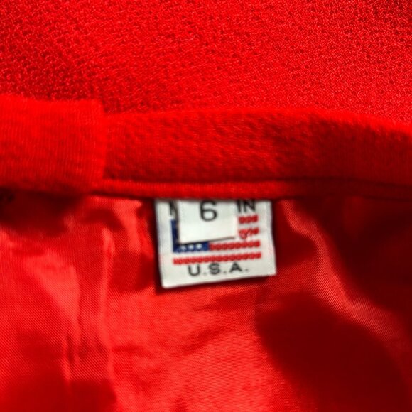 Women's Red Pure Wool Pencil Skirt Size 6 Lined Knee Length Career Made In USA - Picture 3 of 9